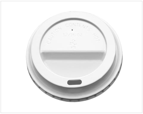 Domed Sip Lid White Plastic - fits 12/16oz DW Cup (Signature & Kraft)