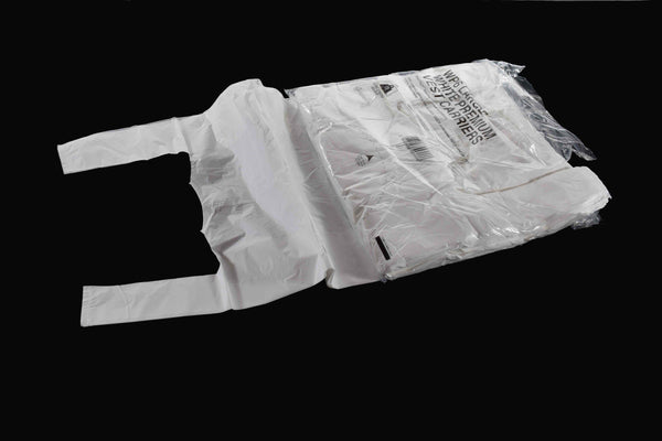 280x430x535mm White Vest Plastic Carrier Bag 13mu (11"x17"x21")