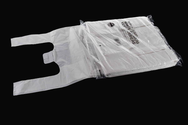 305x483x584mm Large White Vest Plastic Carrier Bag 25mu (12"x19"x23")