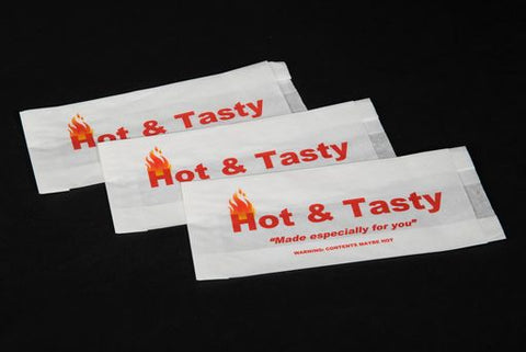 100+50x200mm Grease Resistant Hot & Tasty Paper Bag (4"+2"x8")